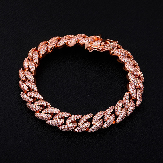 10mm Flooded Ice Street Wear Thick Cut Miami Cuban Link Chain Bracelets