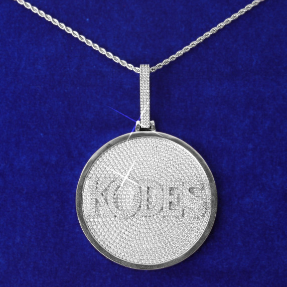 Flooded Ice Custom Circle Name Plate Hip Hop Pendant Chain Medallion