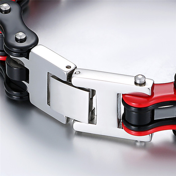 15mm Mens Biker Motorcycle Link Two Tone Stainless Steel Chain Link Bracelets