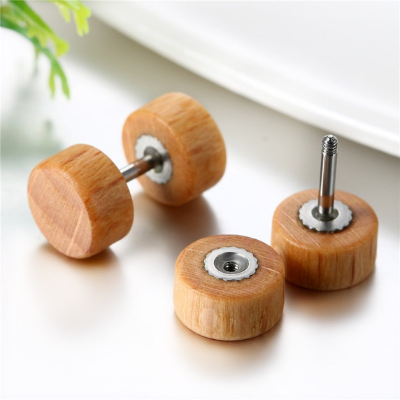 Wooden 8mm 10mm 12mm Wood Dumbell Barbell Double Sided Screw Back Earrings