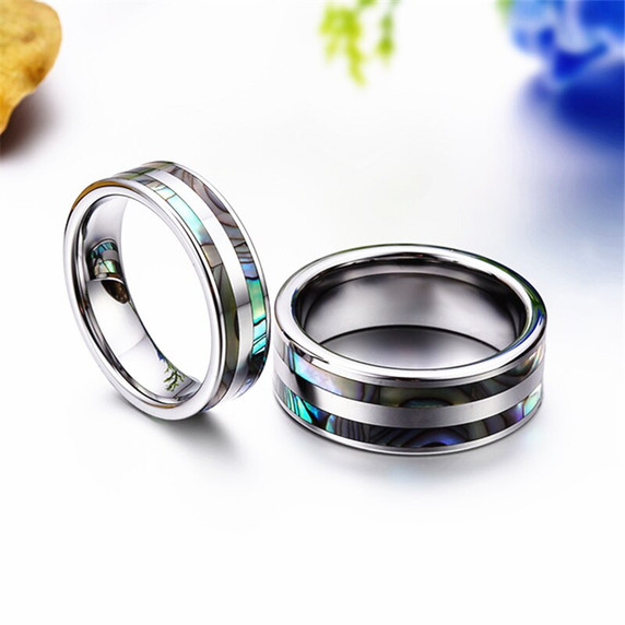 Couples Tungsten Carbide Abalone Sea Shell 8mm Lovers Rings