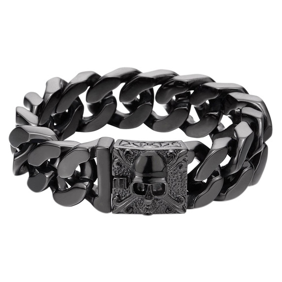 Skull Rocker Miami Cuban Link No Tarnish Stainless Steel Bracelets