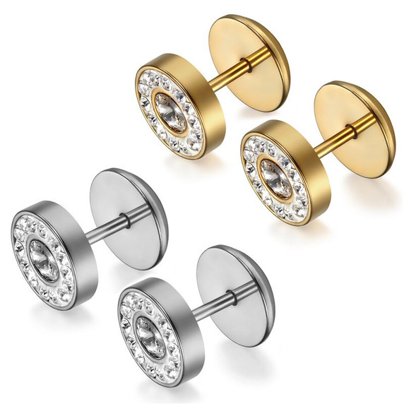 14k Gold Silver Over Stainless Steel Screw Back Bling Bling Earrings