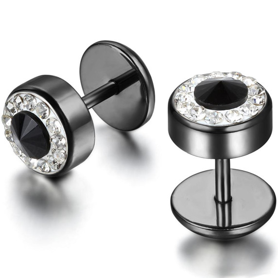 Titanium Stainless Steel Barbell Style Bling Street Wear Earrings