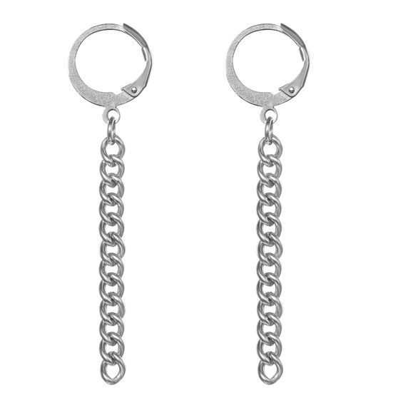 Stainless Steel High Fashion Hoop Tassel Dangling Earrings