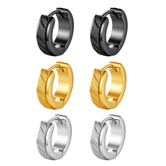 Classic Fashion Round No Fade No Tarnish Stainless Steel Huggie Hoop Bling Earrings