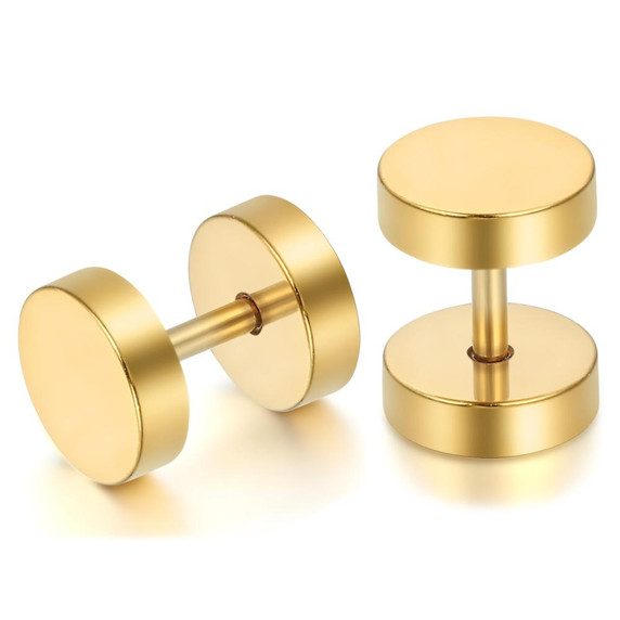 Fashion No Fade Stainless Steel Dumbbell Screw Back Street Wear Earrings