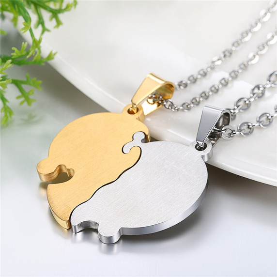 2 Piece Tree Of Life Heart  Couples Love No Fade Bling Stainless Steel Pendant Chain Necklace 