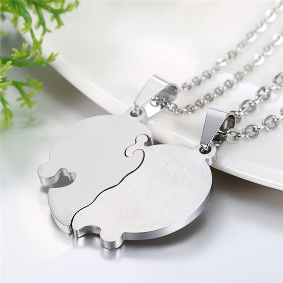 2 Piece Tree Of Life Heart  Couples Love No Fade Bling Stainless Steel Pendant Chain Necklace 