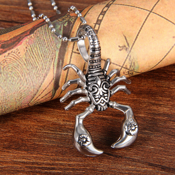 Ancient Look Tribal 14k Gold Silver No Fade Stainless Steel Scorpion Scorpio Pendant Chain Necklace