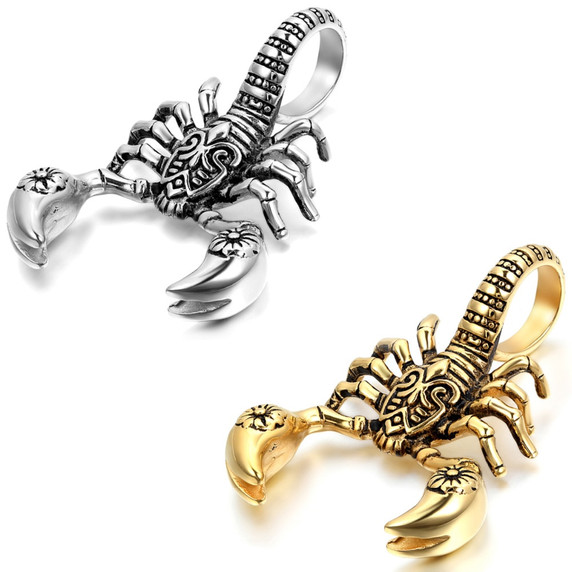 Ancient Look Tribal 14k Gold Silver No Fade Stainless Steel Scorpion Scorpio Pendant Chain Necklace