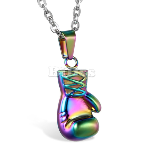 High Fashion Statement No Fade Stainless Steel Boxing Glove Hip Hop Pendant Chain Necklace