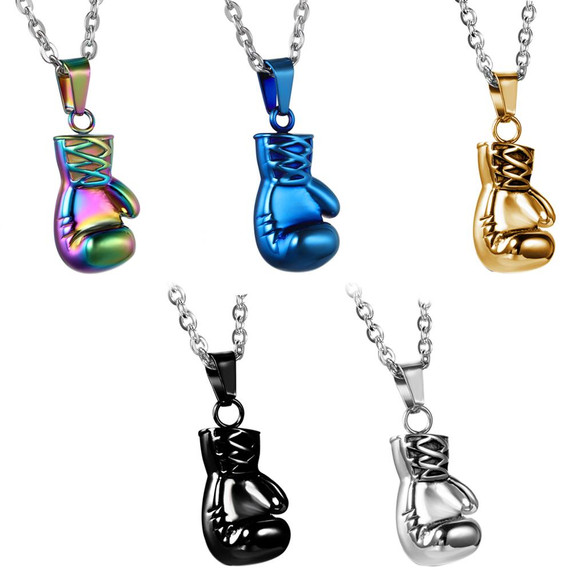 High Fashion Statement No Fade Stainless Steel Boxing Glove Hip Hop Pendant Chain Necklace