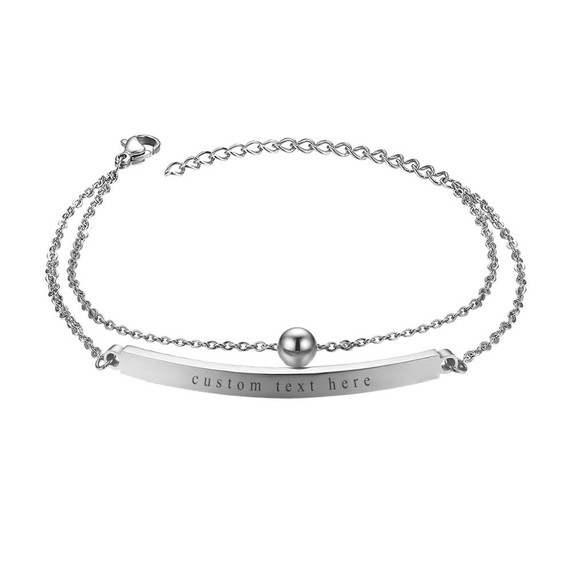 Ladies Double Layer Silver Pearl Bead No Fade Stainless Steel Unique Fashion Bracelets