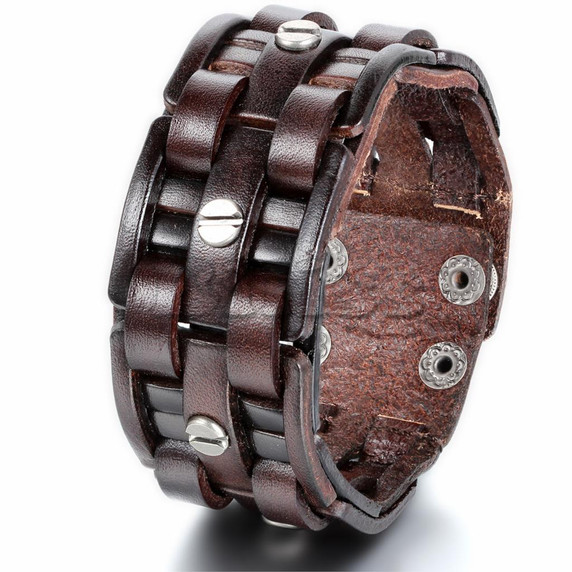 Men's Wide Leather Bracelets