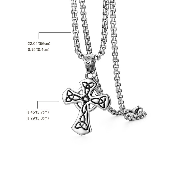 Man Of Substance Classic Look Stainless Steel Vintage Cross Pendant Chain Necklace