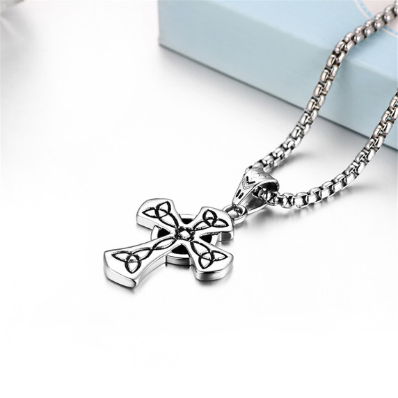 Man Of Substance Classic Look Stainless Steel Vintage Cross Pendant Chain Necklace