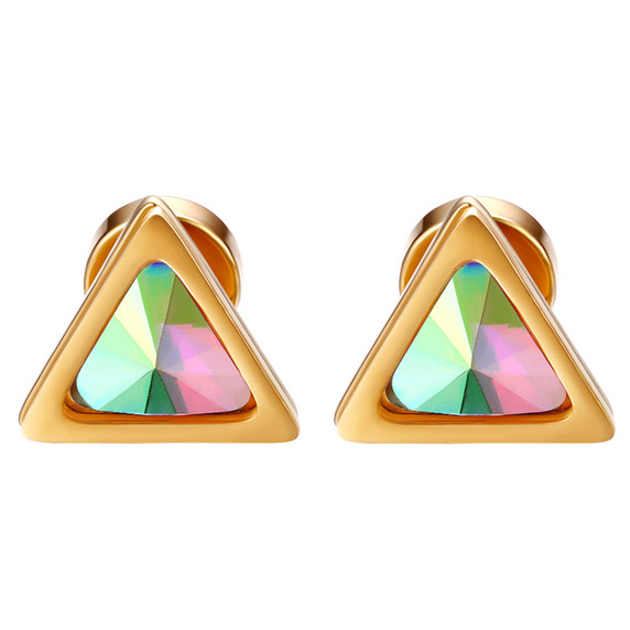 Colorful Stone Stainless Steel High Fashion Bling Street Wear Casual Earrings