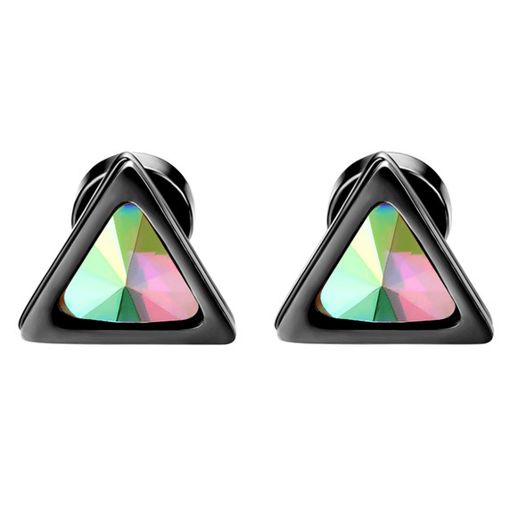 Colorful Stone Stainless Steel High Fashion Bling Street Wear Casual Earrings
