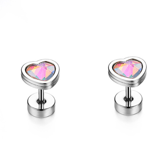 Colorful Stone Stainless Steel High Fashion Bling Street Wear Casual Earrings