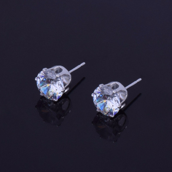 6mm / 8mm 3A CZ Round Stud Iced Push Back Hip Hop Classic Earrings