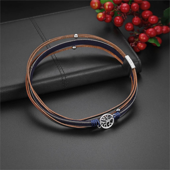 Ladies Tree Of Life Leather Wrap Bangle Unique Design Bangle Bracelet