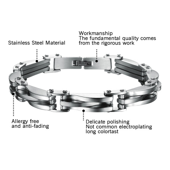 No Fade Mens Stainless Steel Designer Cut Quality Street Wear Casual Bracelets