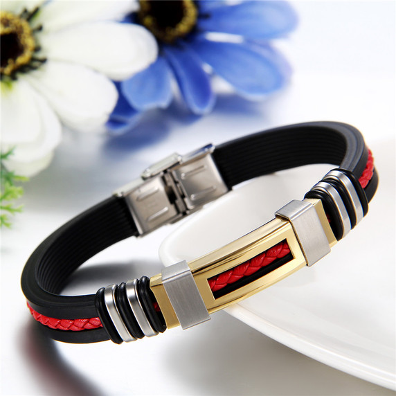 Mens Leather High Quality No Fade Stainless Steel Weave Rope Bracelets
