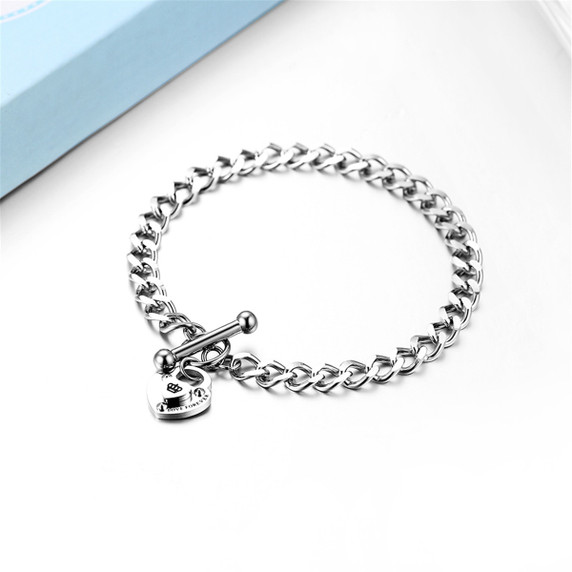 Casual Fashion No Fade Rose Gold Silver Over Stainless Steel Heart Forever Bracelets