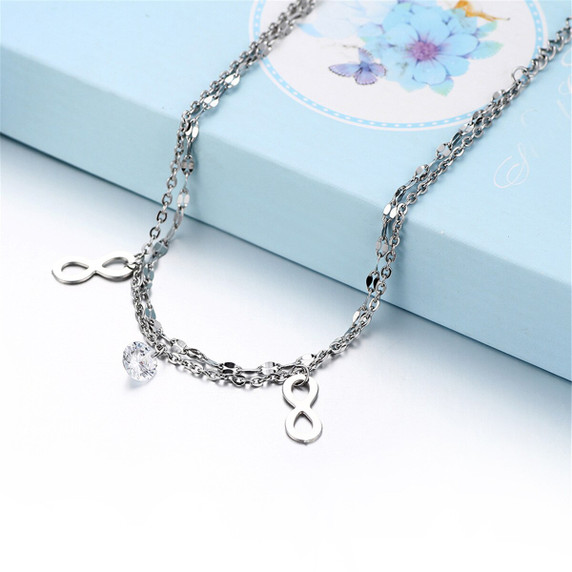 Ladies No Fade Stainless Steel Infinity High Fashion Bangle Chain Bracelets