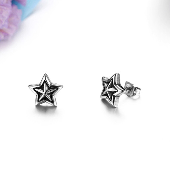 5 Pointed Super Star No Fade Stainless Steel Push Back Earrings