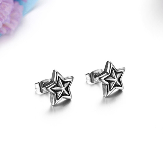 5 Pointed Super Star No Fade Stainless Steel Push Back Earrings