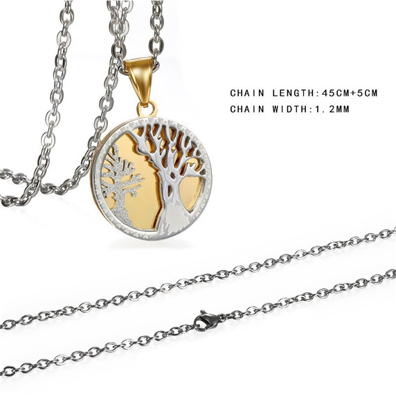 14k Gold over Stainless Steel Tree Of Life Cz Stone Bling Pendant Necklace