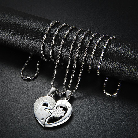 Couples Lock and Key To My Heart No Fade Stainless Steel Bling Pendant Necklace