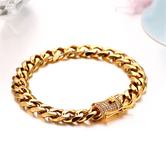 11mm No Fade Cuban Link Cz 14k Gold Silver Stainless Steel Bling Bling Bracelet