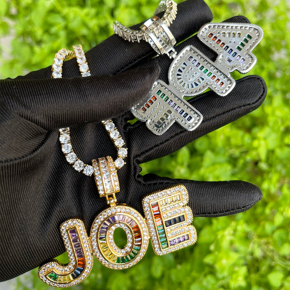 Buss Down Custom Made Colorful Candy Baguette Flooded Ice Pendants