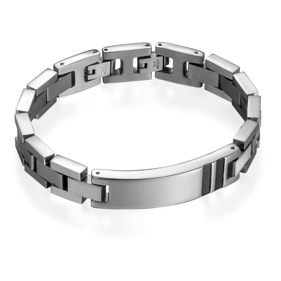 Mens ID Style high Polished Sleek Style Adjustable Clasp Stainless Steel Bracelet