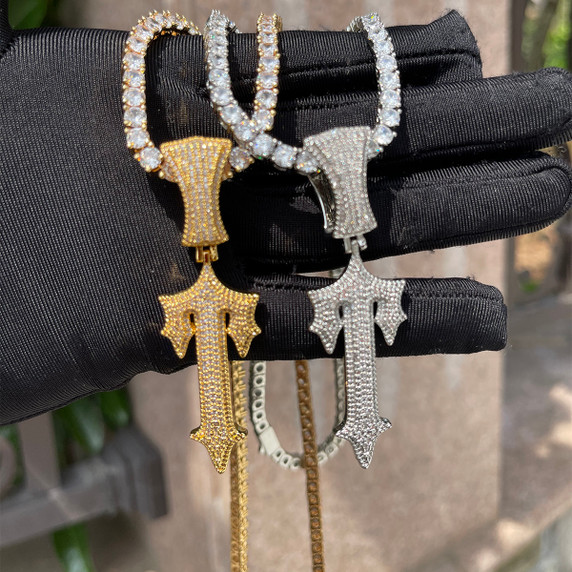 Mens Hip Hop Ancient Rock Star Sword Cross Hip Hop Pendant Chain Necklace