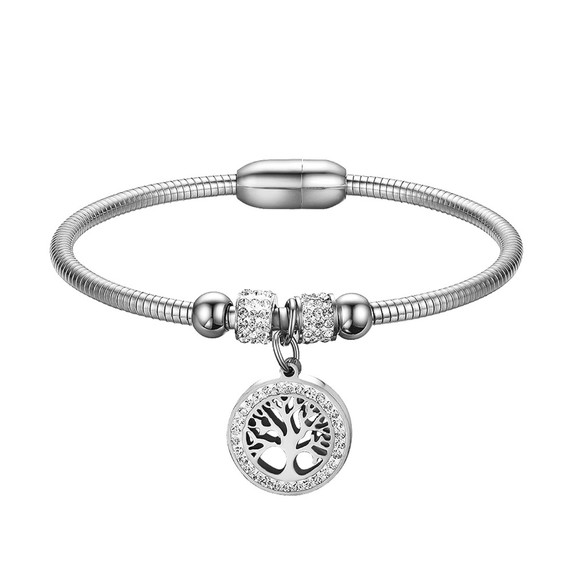 Ladies Tree Of Life Mother Earth No Fade Stainless Steel Gold Silver Rose Bangle Bracelet