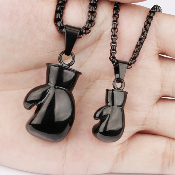 Couples Lovers No Fade Stainless Steel Boxing Gloves Hip Hop Workout Fit Pendants