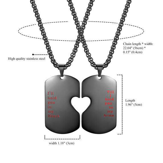 Couples Lovers No Fade Stainless Steel Heart Pendant Chain Necklace