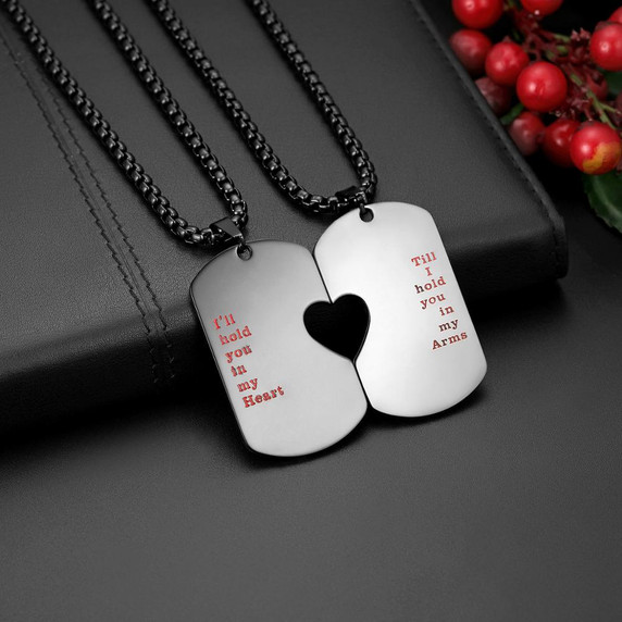 Couples Lovers No Fade Stainless Steel Heart Pendant Chain Necklace