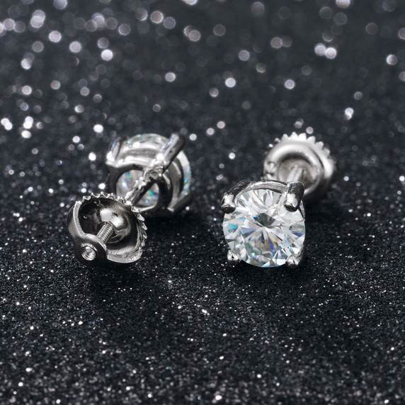 Flooded Ice Real 0.1ct Lab Diamond Solid Sterling Silver Hip Hop Casual Earrings