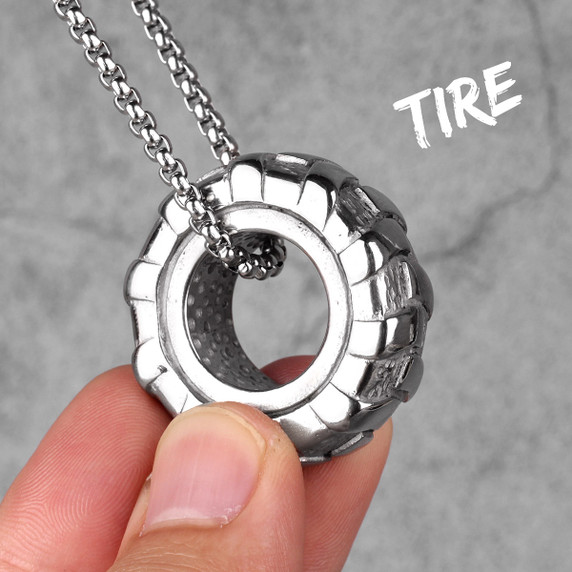 Mens No Fade Stainless Steel Tractor Tire Fitness Gym Gold Silver Chain Pendant Chain