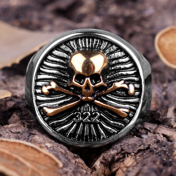Skull and Bones Brotherhood of Death No Fade Stainless Steel Bling Rings