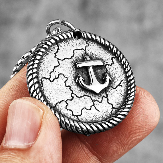 Mens No Fade Octopus Pirate Anchor Stainless Steep Unique Pendant Chain Necklace