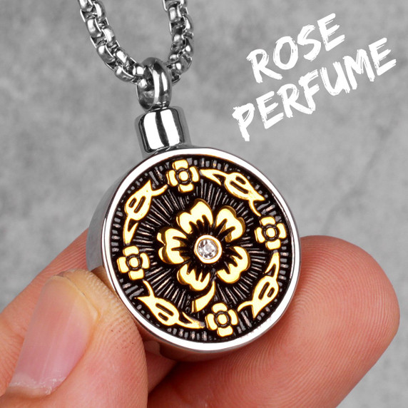 Rose Perfume Bottle Ashes Keep Sake No Fade Stainless Steel Pendant Necklaces