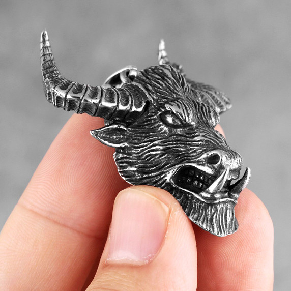 Mens No Fade Dominant Bull Demon Tauren Stainless Steel Pendant Chain Necklace 