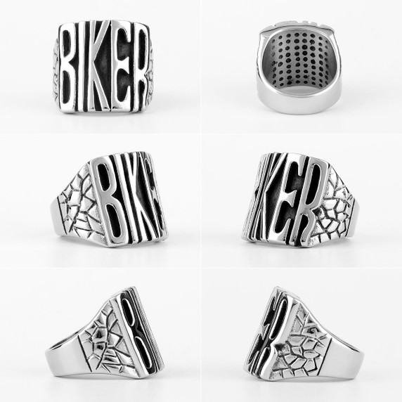 Bold No Fade 13 Biker Silver Stainless Steel Street Wear Motorcycle Club Rings