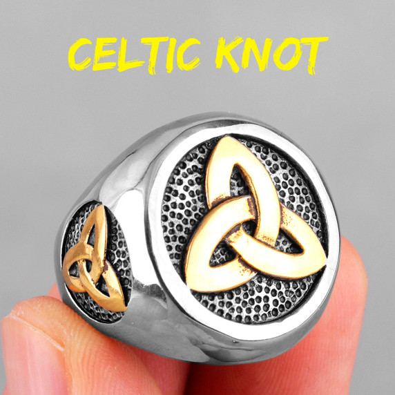 Solid Stainless Steel No Fade Celtic Knot Viking Symbol Casual Wear Rings